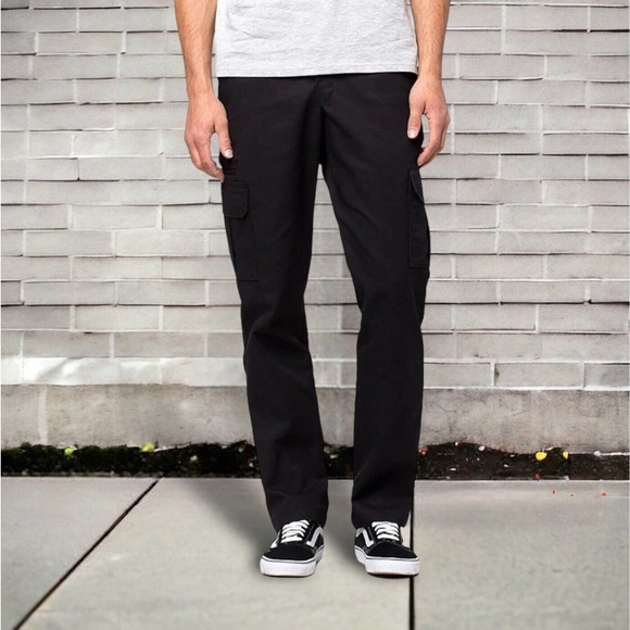 Dickies Mens 42x30 CARGO PANTS Regular Fit Straight Leg Black Twill work utility - Picture 2 of 16